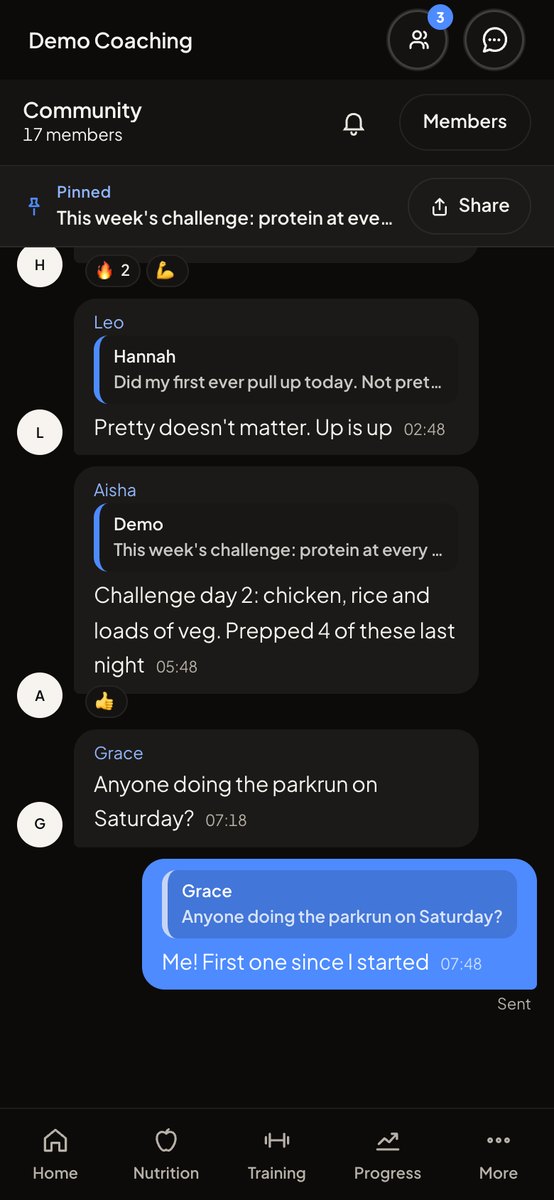 Community with the pinned weekly challenge